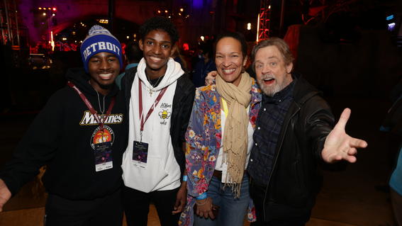 Wish alum Shane and CEO Gloria Crockett with Mark Hamill at Galaxy of Wishes